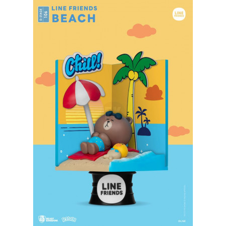 Line Friends D-Stage PVC Diorama Beach Closed Box Version 16 cm
